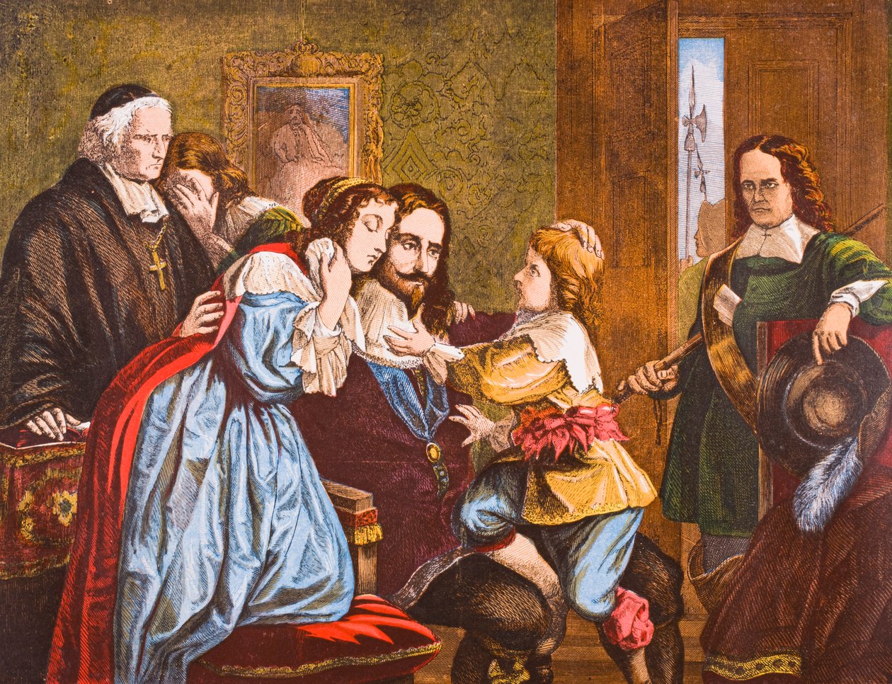 Englannin kuningas Charles I jättää lapsiaan ennen teloitustaan, lordi Broughamin ja muiden teoksesta "Old England