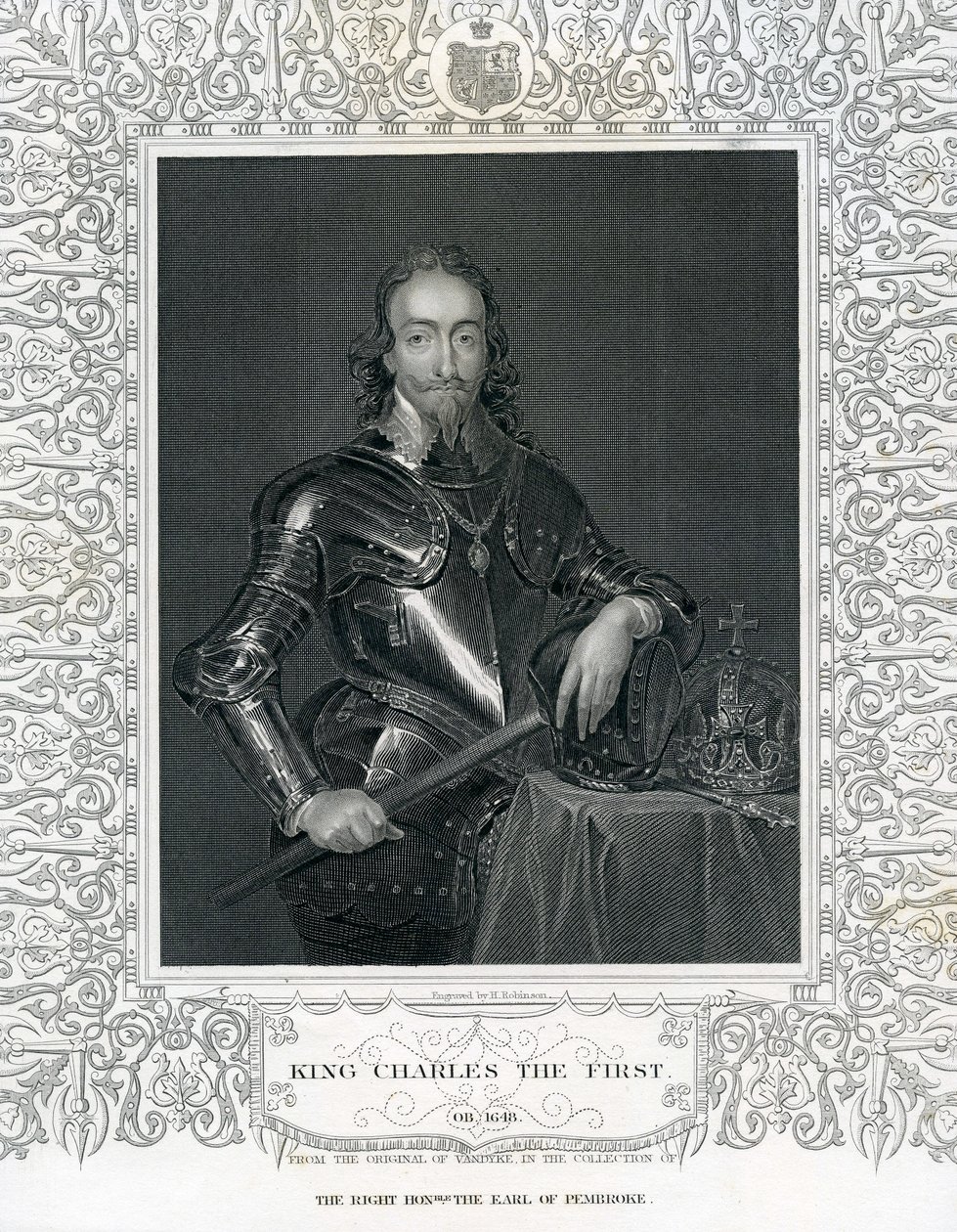 Kuningas Kaarle Ensimmäinen, H. Robinsonin kaiverrus Van Dyckin mukaan, 1800-luku tekijältä English School