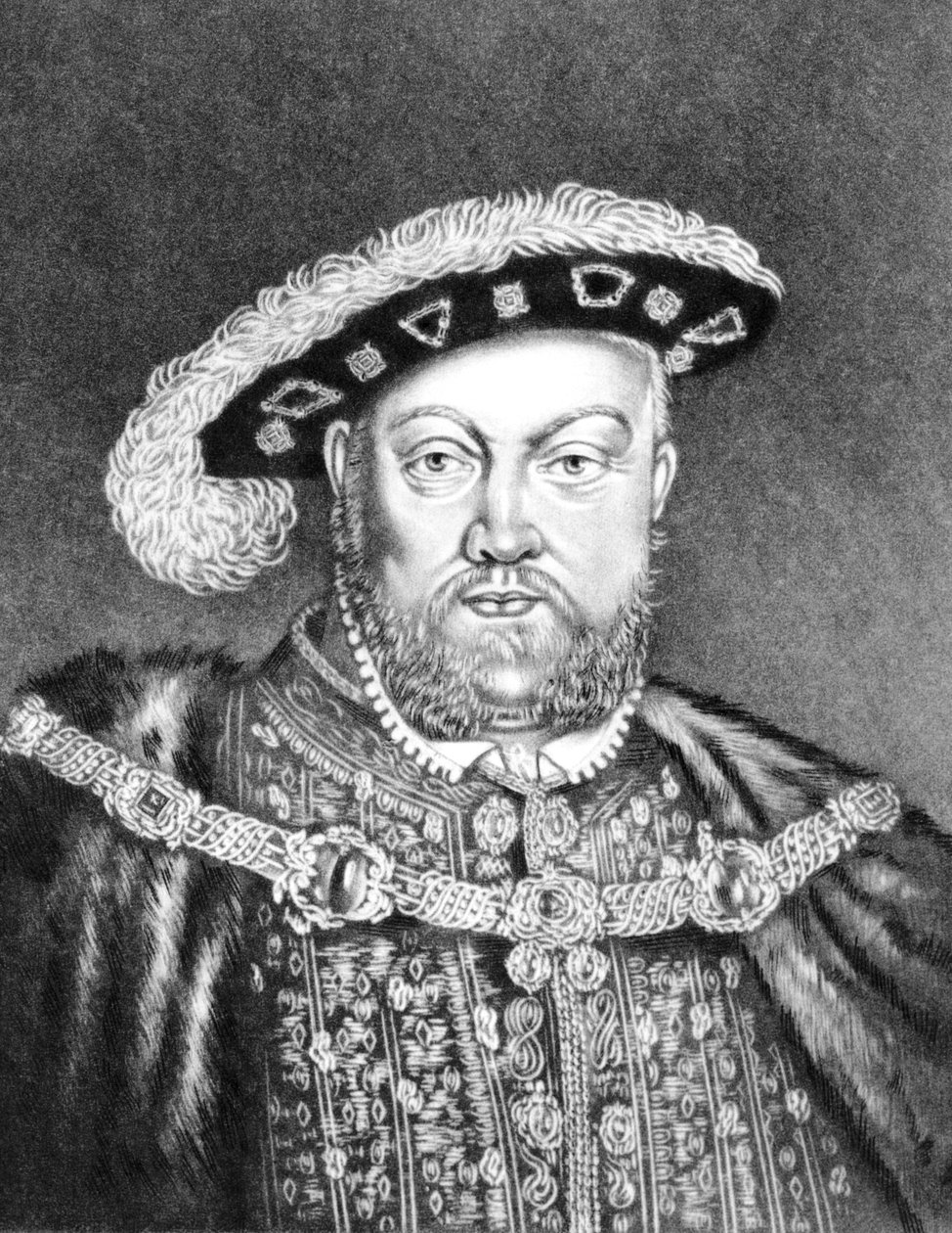 Kuningas Henrik VIII (c1491-1547) kuvitus teoksesta "Ison-Britannian historian maineikkaiden hahmojen muotokuvat", (mezzotint) tekijältä English School