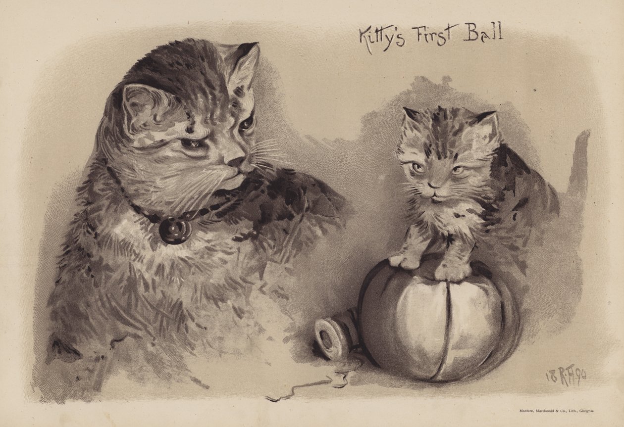Kittyn ensimmäiset tanssiaiset (chromolitho) tekijältä English School