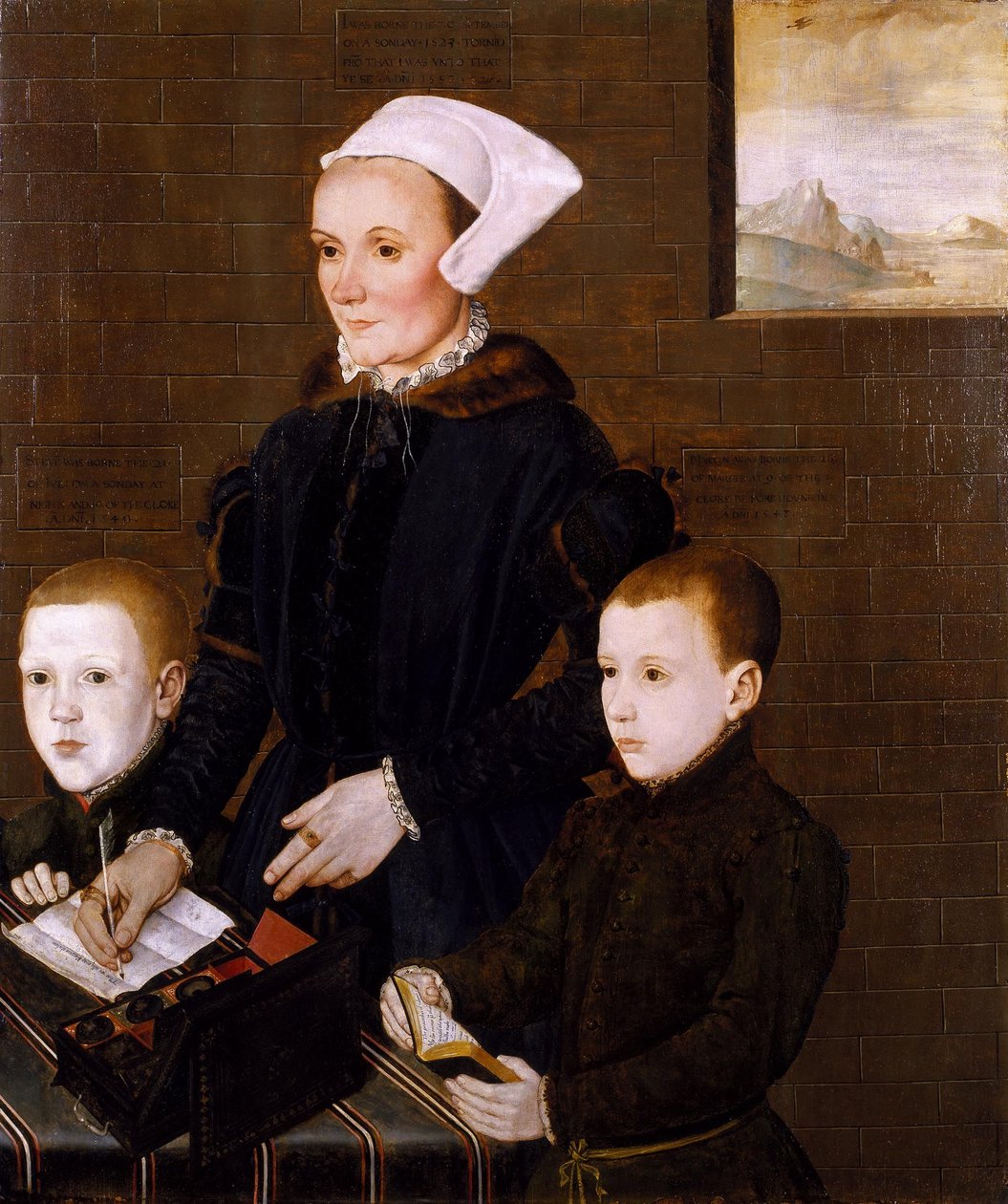 Lady Ingram ja hänen kaksi poikaansa Martin ja Steven) by English School tekijältä English School
