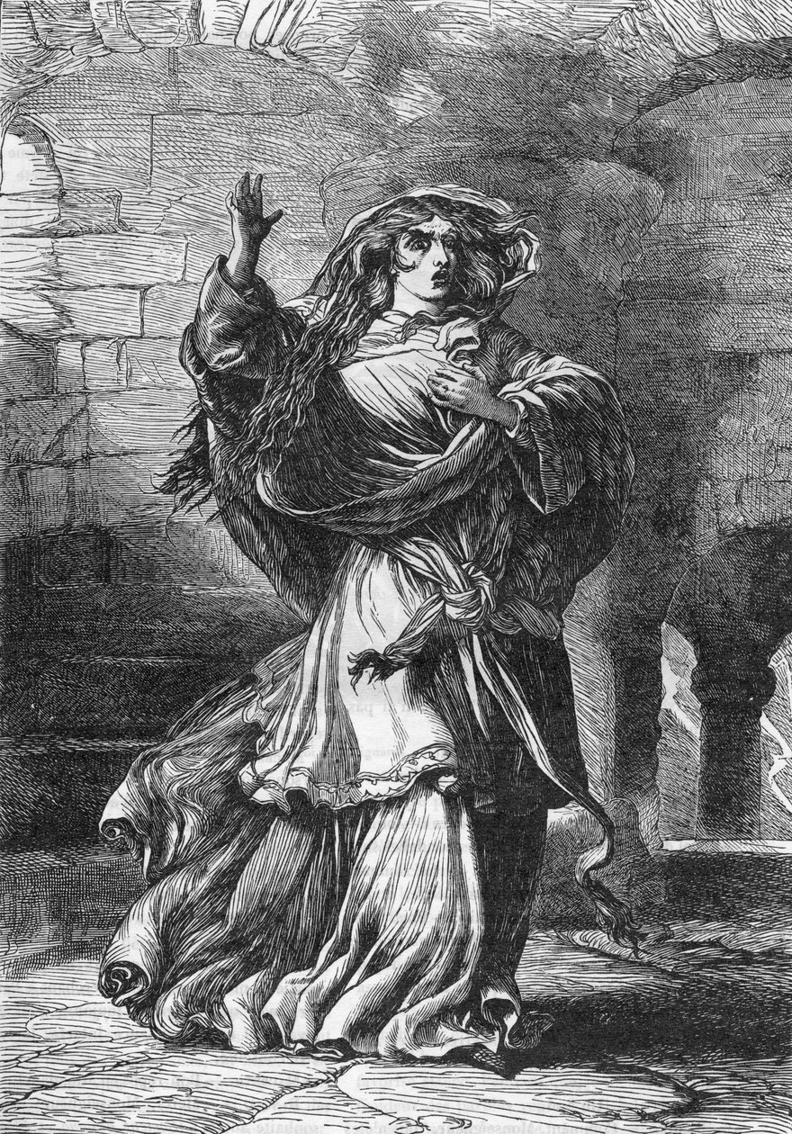 Lady Macbeth (Act II) (Macbeth) - Kuvitus kirjassa "" Completes de William Shakespeare"" 1866 - Tämän painoksen kuvitukset ja yleinen muoto on lainattu Cassellin kuvitetusta Shakespearesta, joka julkaistiin Lontoossa tekijältä English School