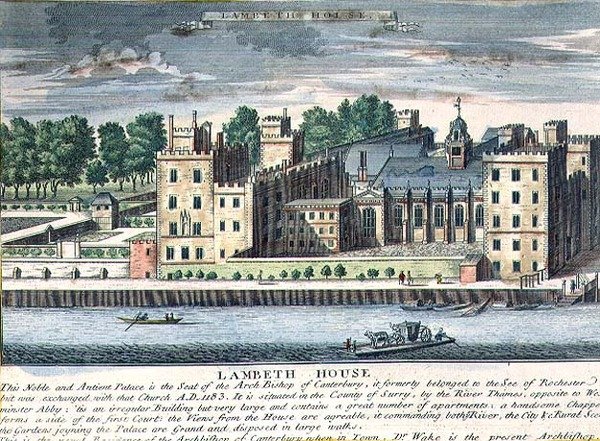 Lambeth House, Canterburyn arkkipiispan asuinpaikka, n. 1715-37 (kaiverrus) tekijältä English School
