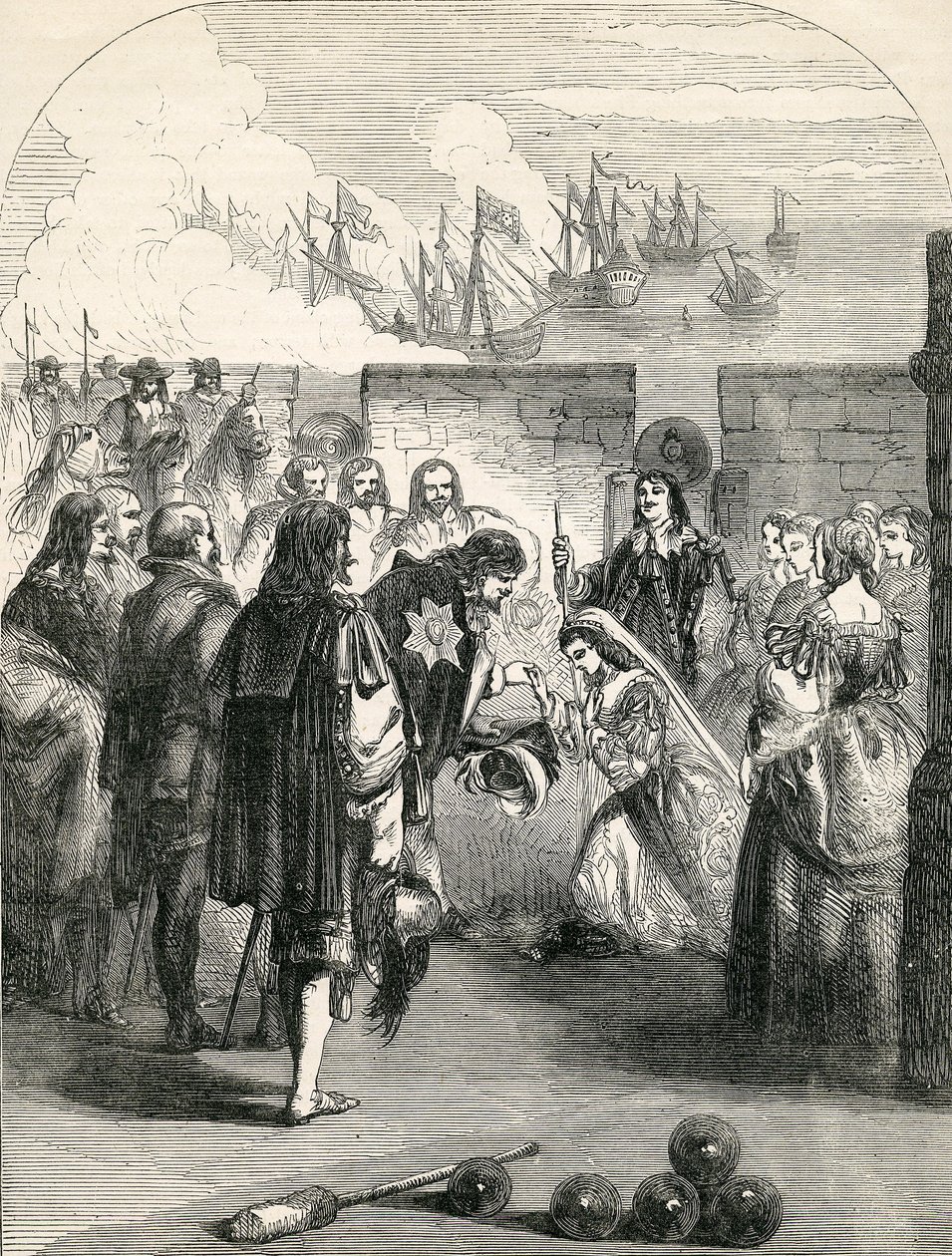 Prinsessa Henriettan laskeutuminen, kuvitus otettu John Cassells Illustrated History of Englandista, 1857 tekijältä English School