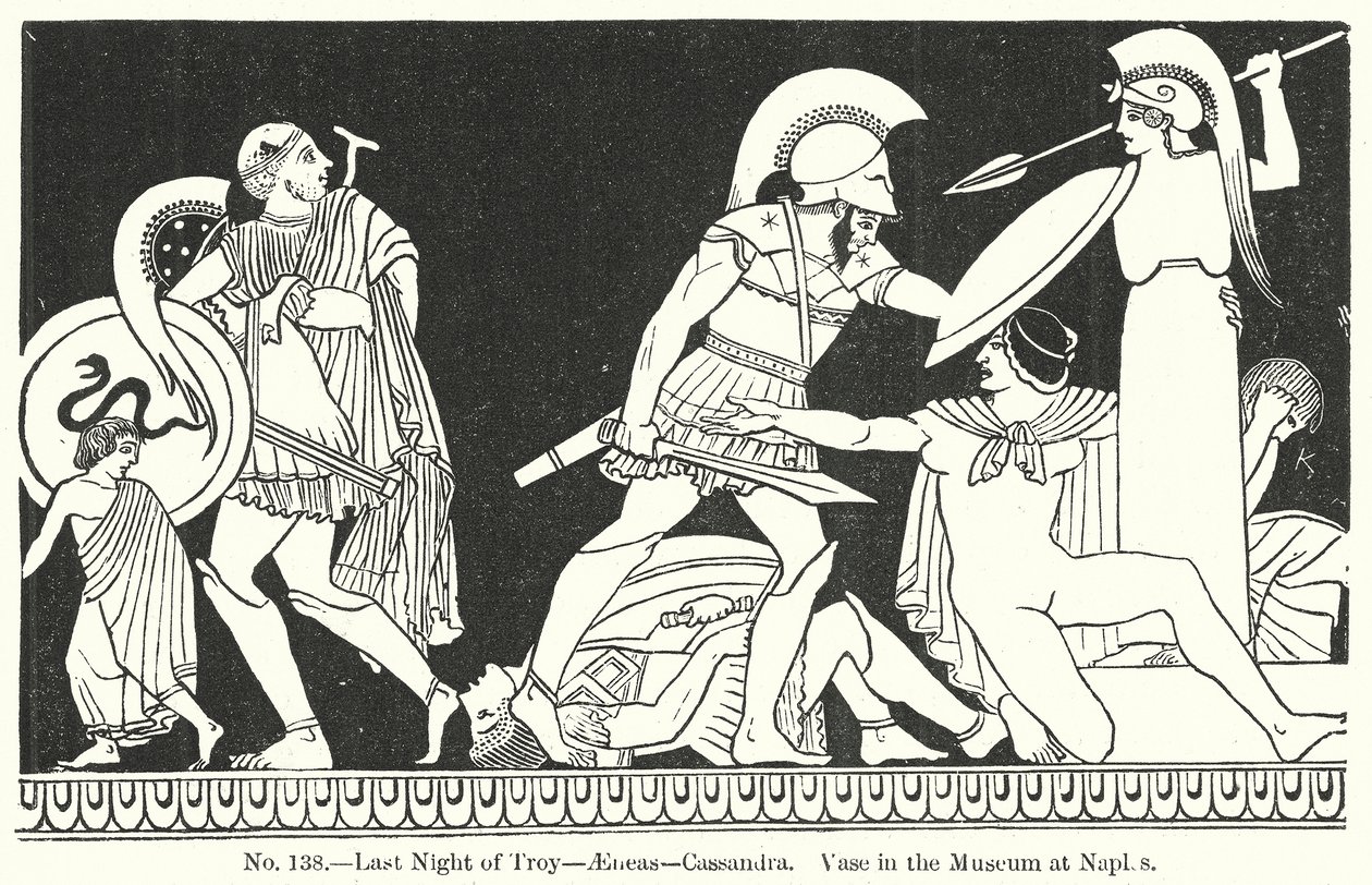 Troijan viimeinen yö - Aeneas - Cassandra. Napolin museon maljakko (kaiverrus). tekijältä English School