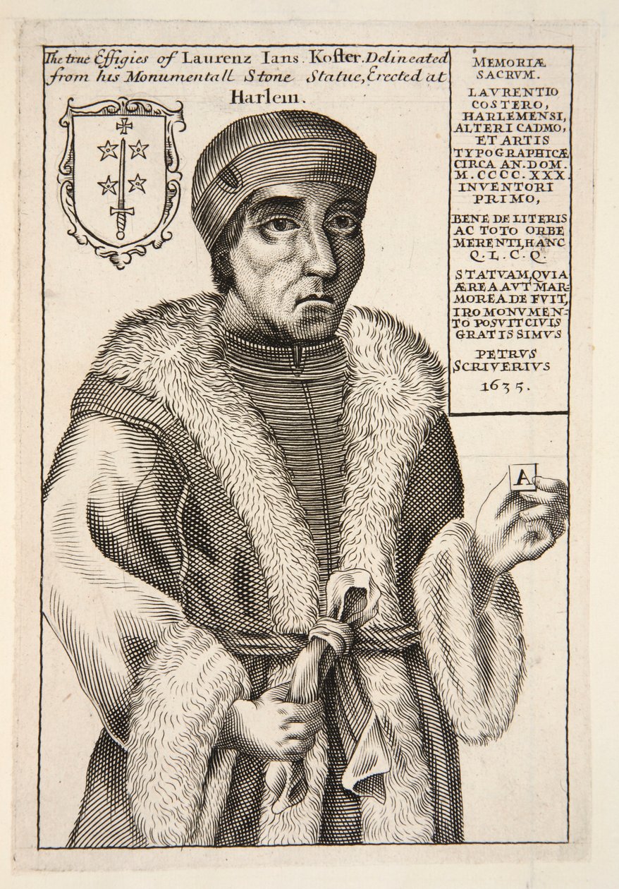 Laurenz Jans Koster, pub. 1683 kaiverrus. tekijältä English School