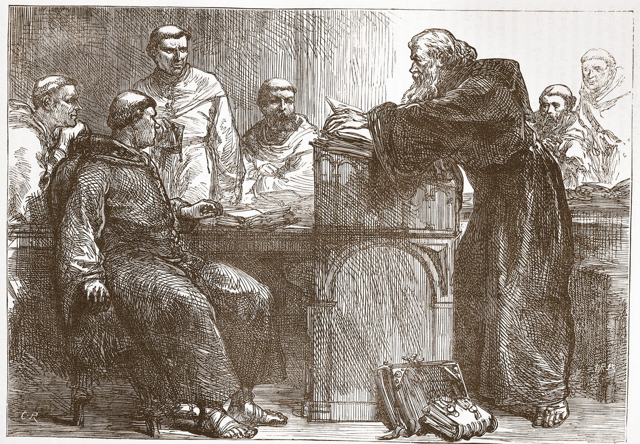 Lefevre luennoi Sorbonnessa, kuvitus James Aitken Wylien (1808-1890) teoksesta The History of Protestantism, pub. 1878 tekijältä English School