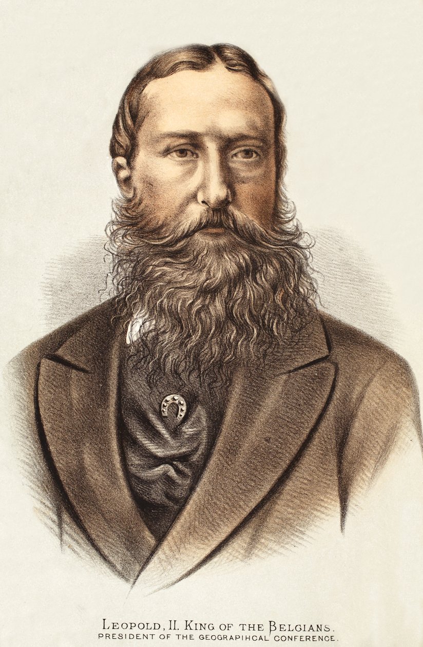 Leopold II, belgialaisten kuningas, kuvitus J. Ewing Richien David Livingstonen elämän ja löytöjen kuvapainoksesta, pub. kirjoittanut A. Fullarton & Co., 1876 tekijältä English School