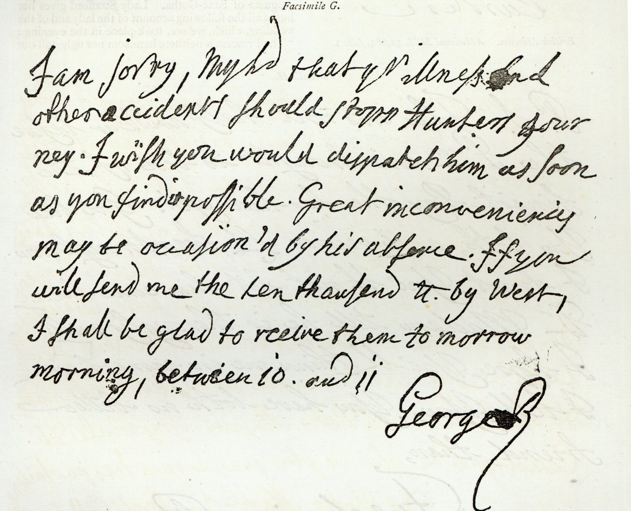 George II:n kirje Newcastlen herttualle, 1759, julkaistu Leisure Hourissa, 1891 tekijältä English School