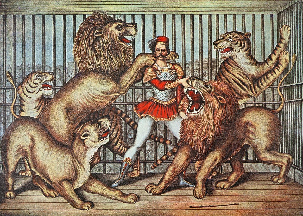 Lion Tamer, n. 1880 (väri litho) tekijältä English School