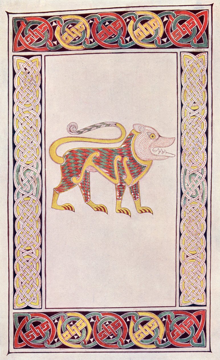 Pyhän Markuksen leijona, faksimile illuminaatiosta Durrow