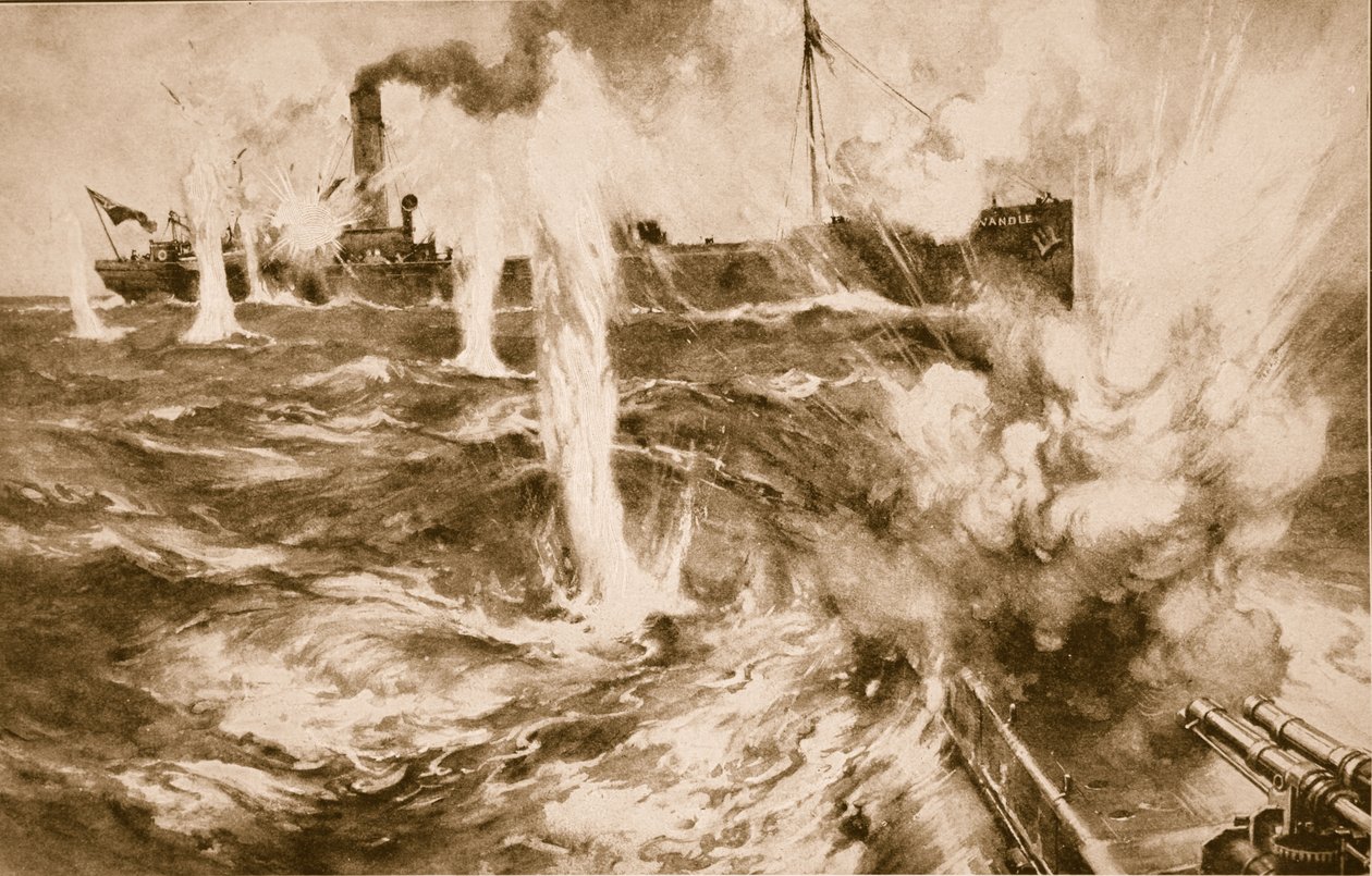 London Collier Wandle osui onnistuneesti saksalaiseen sukellusveneeseen Pohjanmerellä 29. huhtikuuta 1916, 1914-1919 tekijältä English School