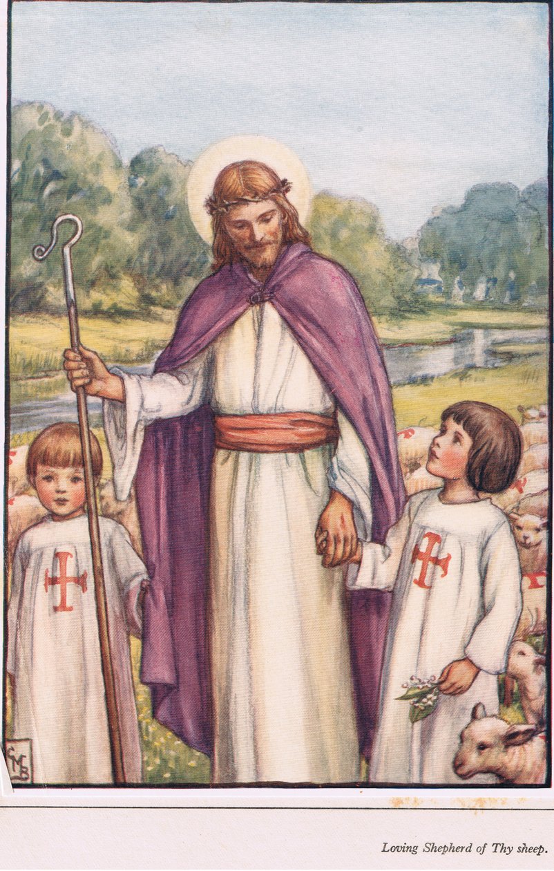 Lampaasi rakastava paimen, kuvitus Lasten laulukirjasta, 1929 tekijältä English School