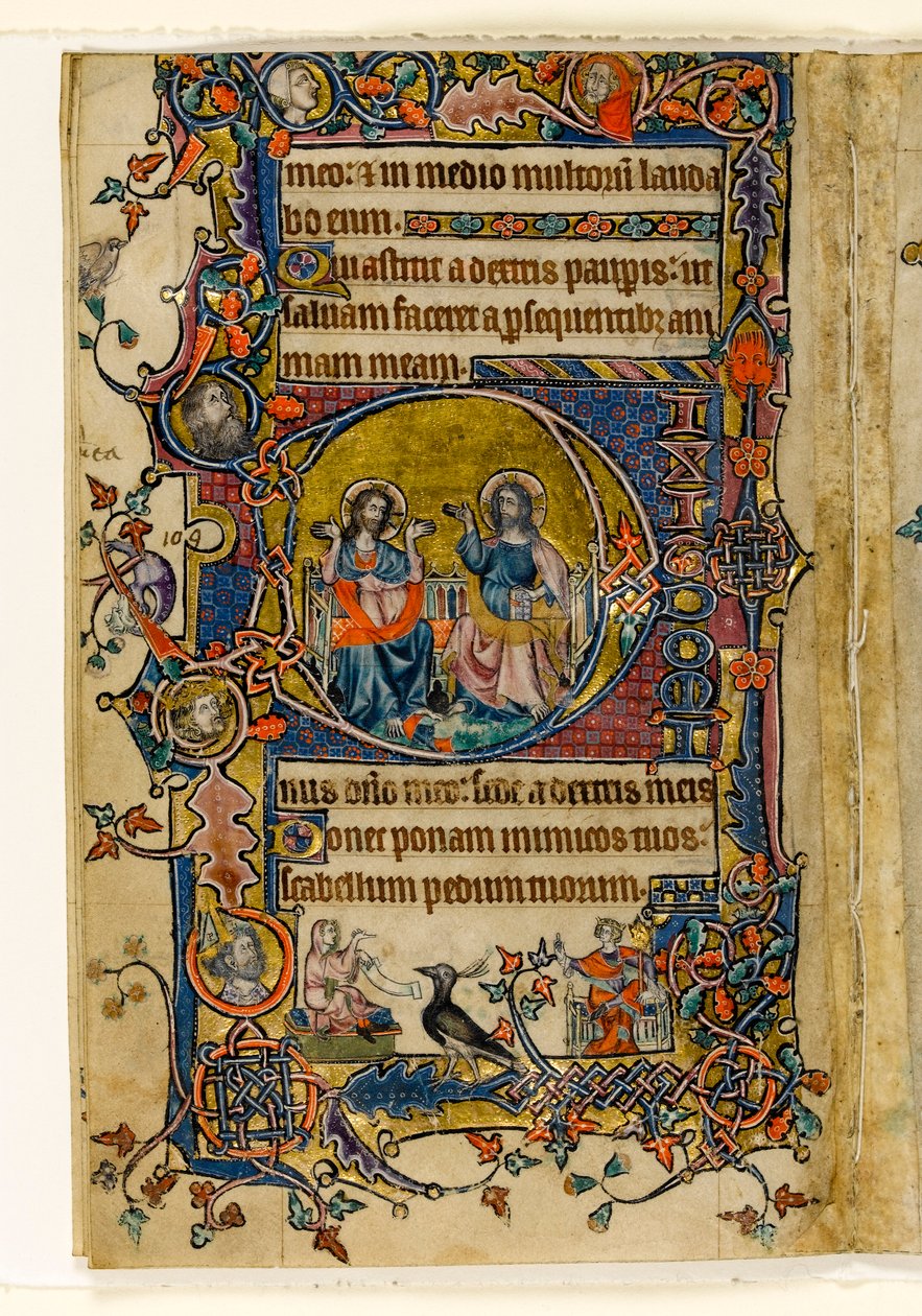 MS 1-2005, fol. 161v: The Father and Son, historiallinen alkukirja Macclesfield Psalterista, Use of Sarum, East Anglia, n. 1330 tekijältä English School