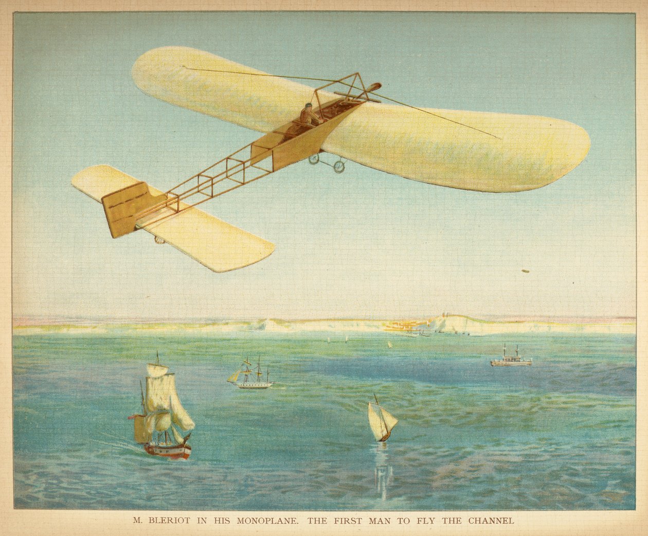 M. Bleriot yksitasossa. Ensimmäinen mies, joka lensi kanavaa. Pienten ihmisten kirja ilmalaivoista. Lontoo: Ernest Nister, [1912] tekijältä English School