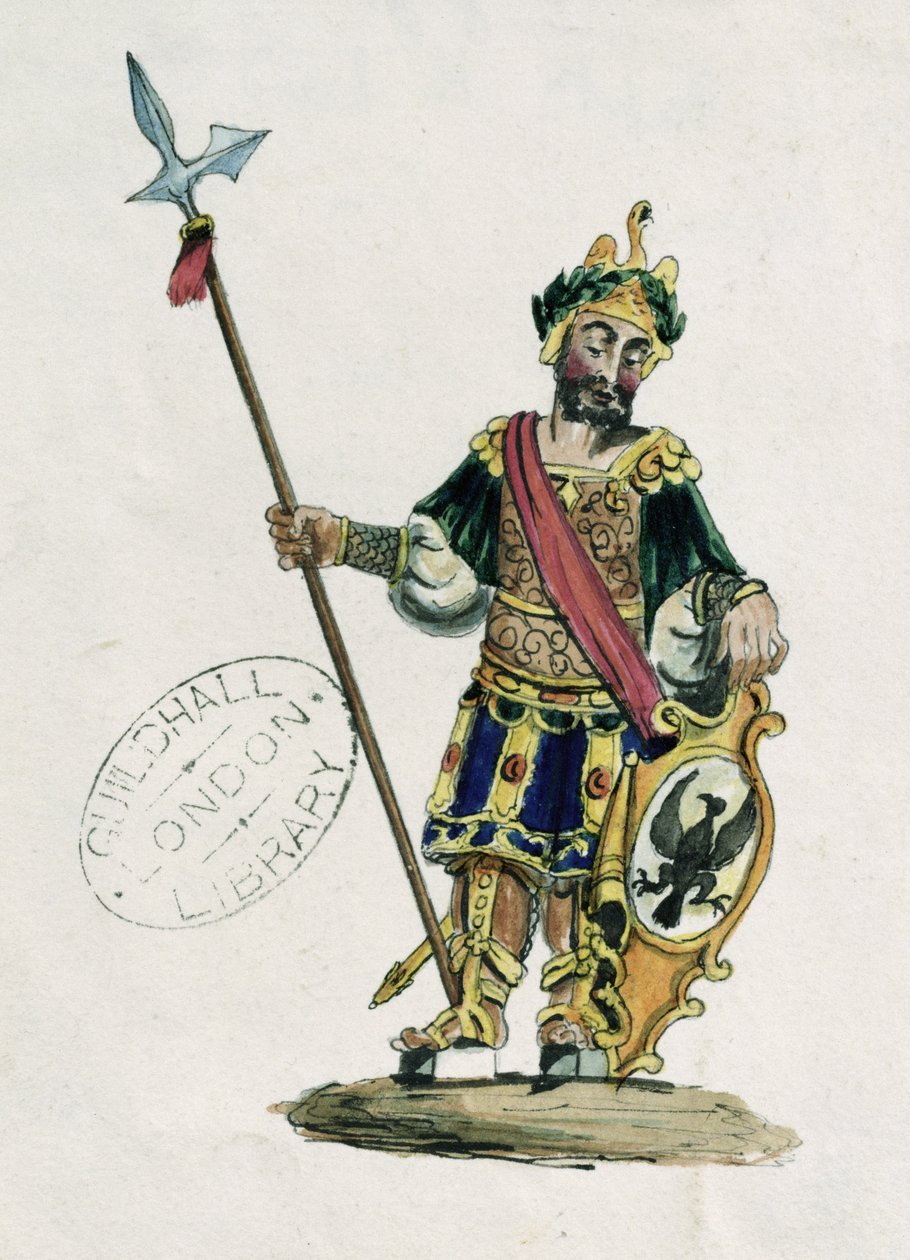 Magog, kuva legendaaristen jättiläisten kiltapatsaista (katso myös 106547) tekijältä English School