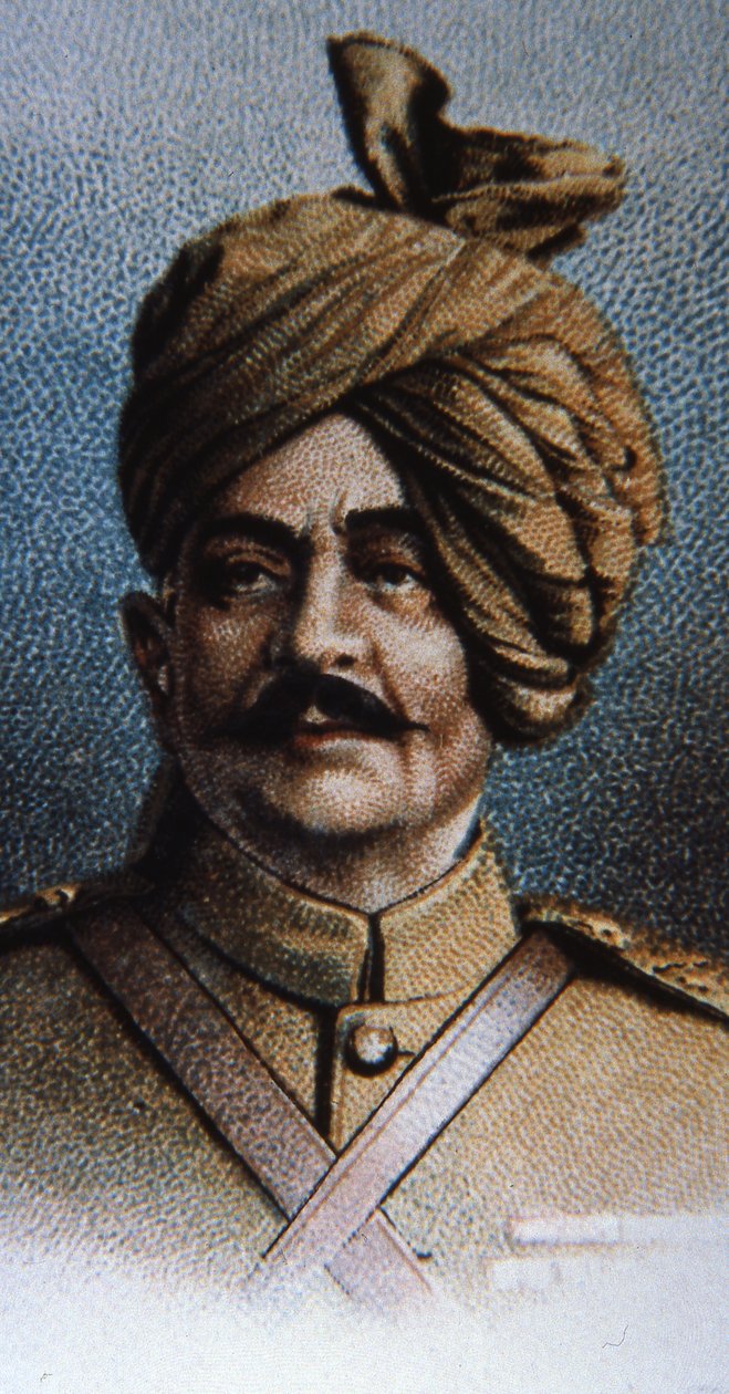 Maharaja Sir Pertab Singh, Jodhpur Lancersin eversti (väri litho) tekijältä English School