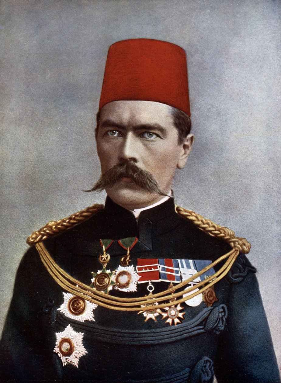 Kenraalimajuri Lord Horatio Herbert Kitchener (1850-1916) Khartumista ja Broomesta, kuvitus Charles N. Robinsonin julkaisusta "Celebrities of the Army", julkaistu 1900 (värilitho) tekijältä English School