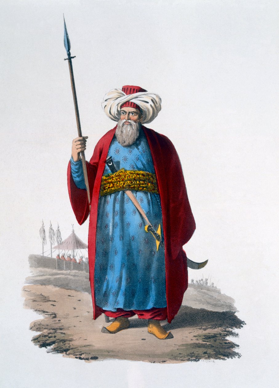 Mamelukkiupseeri, 1818 (värillinen akvatinta) tekijältä English School