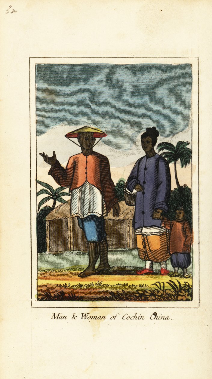 Mies ja nainen Cochin Kiinasta (Vietnam) 1818 tekijältä English School