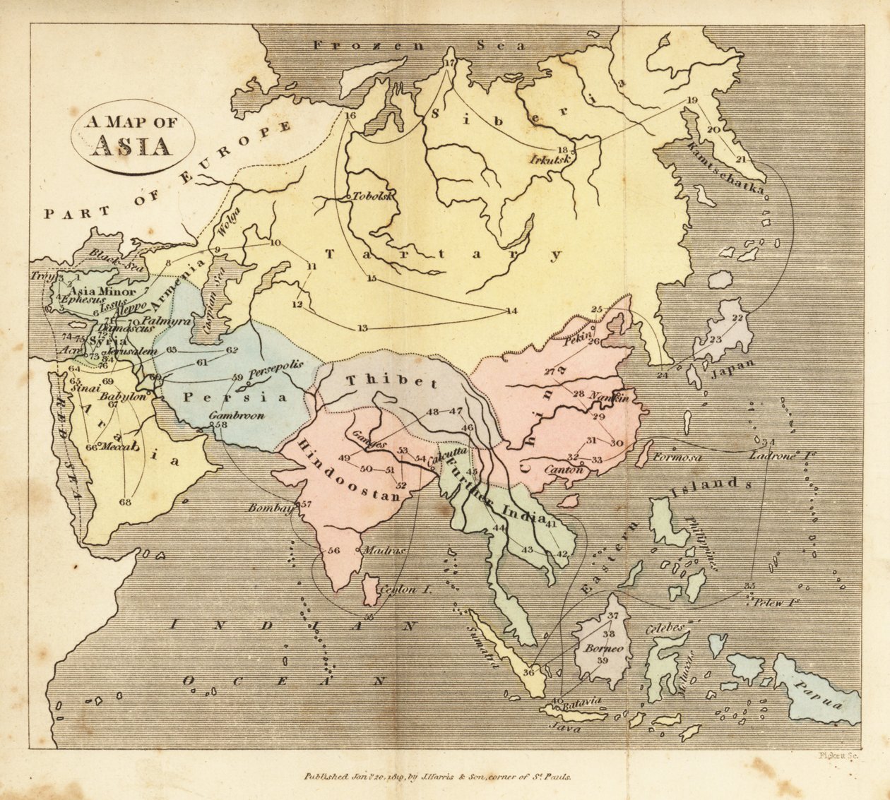 Aasian kartta, 1800-luvun alku tekijältä English School