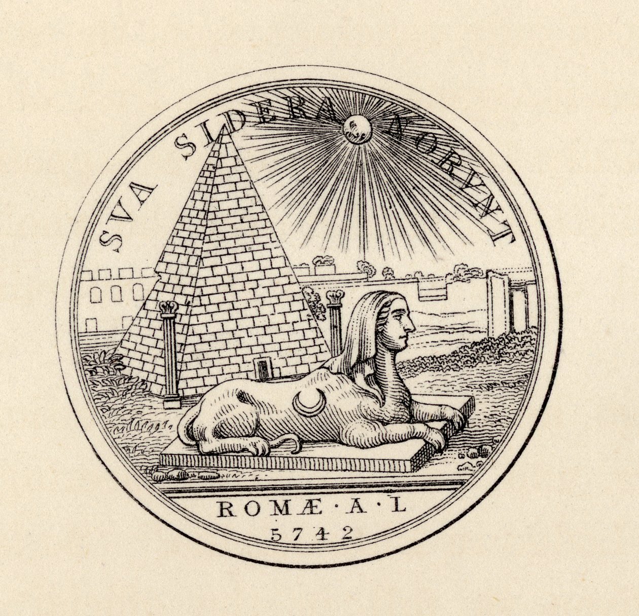 Vapaamuurarien sinetti, julkaisusta "The History of Freemasonry, osa III", julkaisija Thomas C. Jack, Lontoo, 1883 tekijältä English School