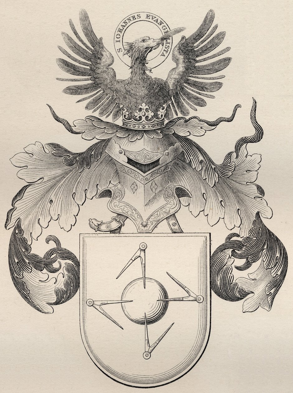 Vapaamuurarien sinetti, julkaisusta "The History of Freemasonry, osa II", julkaisija Thomas C. Jack, Lontoo, 1883 tekijältä English School