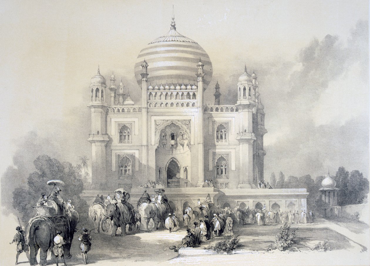Jufhir Jungen mausoleumi, Delhi, Oriental Portfoliosta: Horace H. Wilsonin maalauksellisia kuvia Intian maisemista ja arkkitehtuurista, julkaistu 1841 tekijältä English School