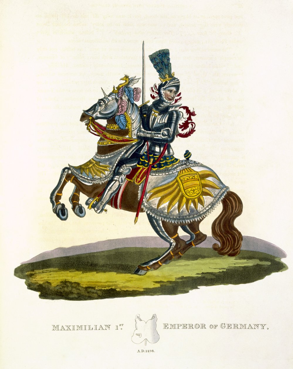Maximilian I, Saksan kuningas ja Pyhän Rooman keisari (1459-1519) 1498, Samuel Rush Meyrickin muinaisesta haarniskasta, 1824 tekijältä English School