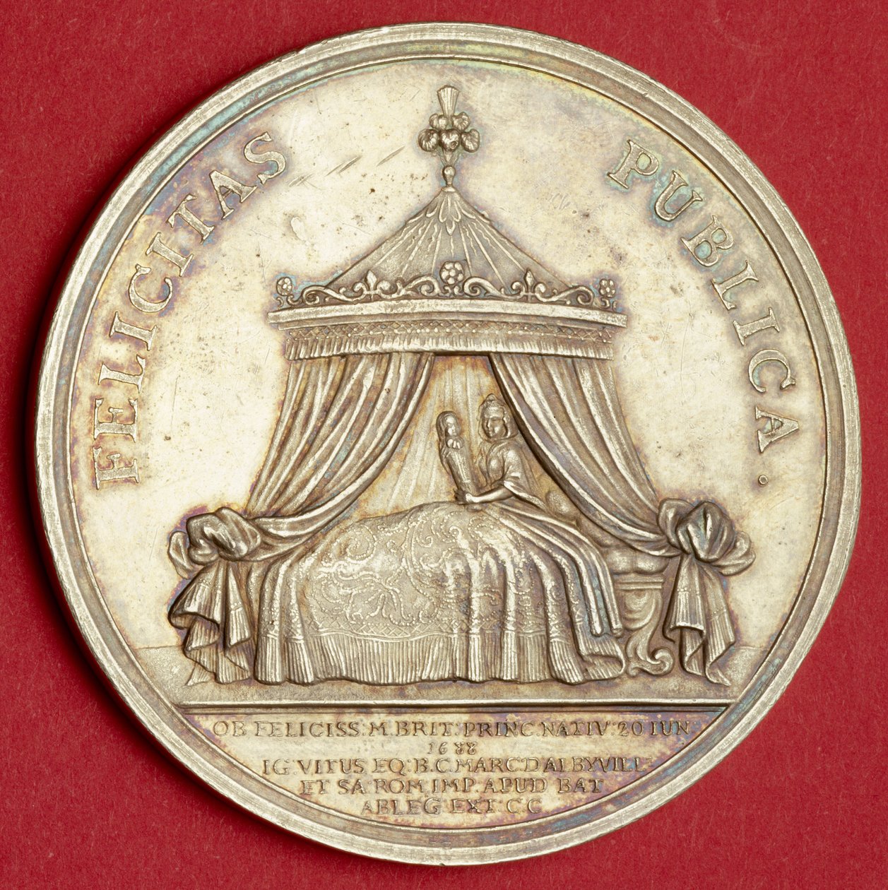 Prinssi Jamesin syntymän muistomitali 1688 (hopeakullattu) tekijältä English School
