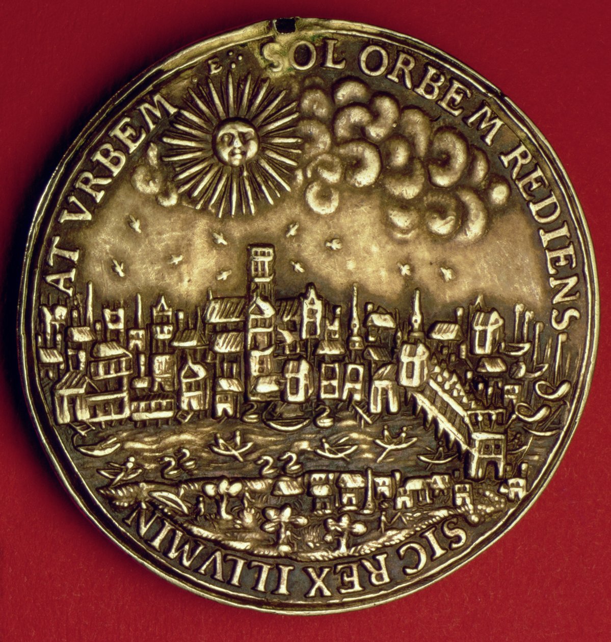 Mitali Kaarle I:n (1600-49) palaamisen kunniaksi Lontoon Cityyn Skotlannin kruunajaisten jälkeen 1633 (metalli) tekijältä English School