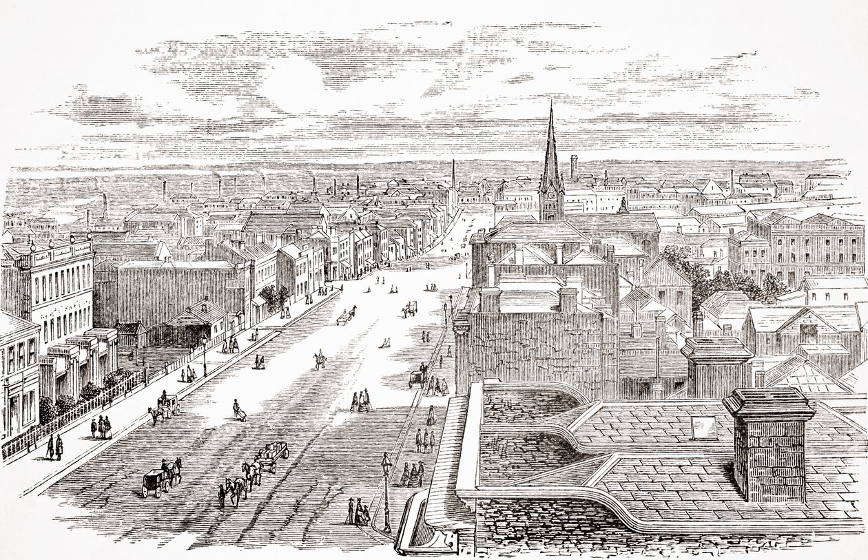 Melbourne, Australia, pastori Thomas Milnerin The Gallery of Geography, julkaistu noin 1880 tekijältä English School