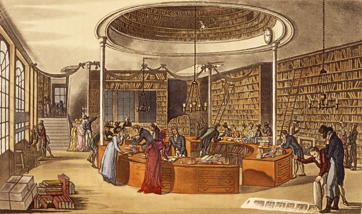 Messrs Lackington Allen and Co., 1809, Booksellers Temple of the Muses, Finsbury Square, Ackermanns Repository of Arts, Literature, Commerce, Manufacture, Fashions and Politics, pub. 1809 (käsityö tekijältä English School