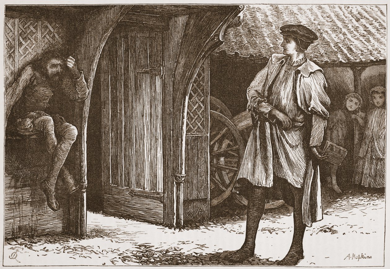 Millon and the Lutheran, kuvitus James Aitken Wylien (1808-1890) Protestantismin historiasta, pub. 1878 tekijältä English School