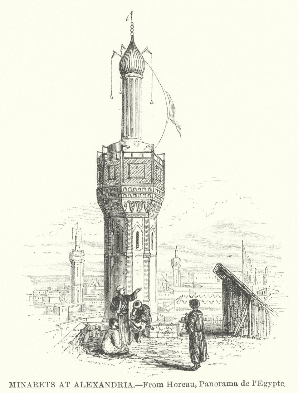 Minareetit Aleksandriassa (kaiverrus) tekijältä English School
