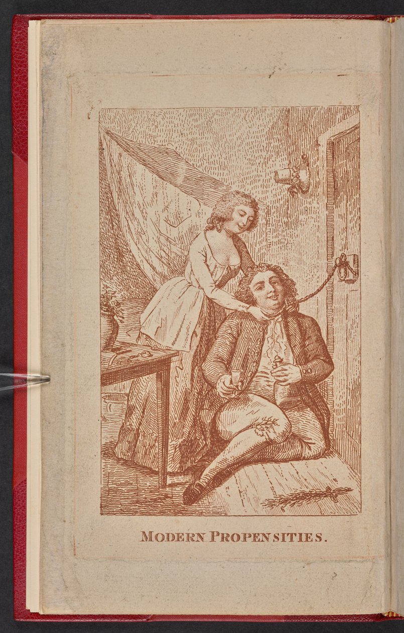 Modern Propensities -lehtisen kansi 1791, jossa Susannah Hill ja Frantisek Kotzwara (kaiverrus). tekijältä English School
