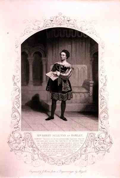 Mr Barry Sullivan Hamletina, II näytös, kohtaus 2, William Shakespearen (1564-1616) näytelmässä J. Mooren kaiverrus, J.P. Mayallin (1810-1901) daguerrotypiasta (kaiverrus) tekijältä English School