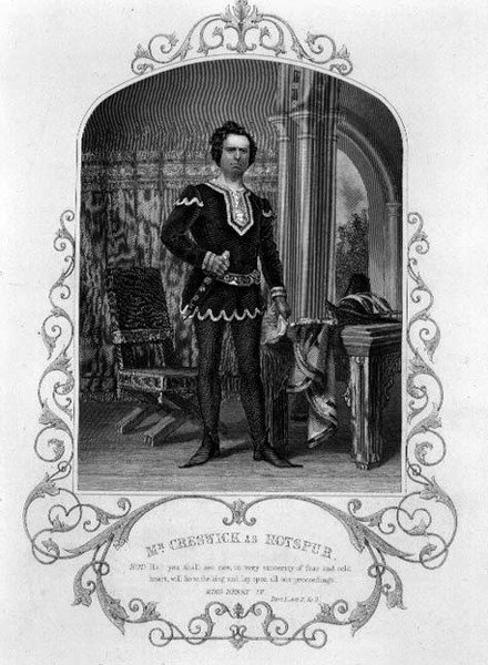 Mr. Creswick Hotspurina, näytöksen II kohtaus 3 Henry IV:stä (osa I) Paine of Islingtonin daguerrotyypistä, pub. Kirjailija: John Tallis & Co. (litho) tekijältä English School