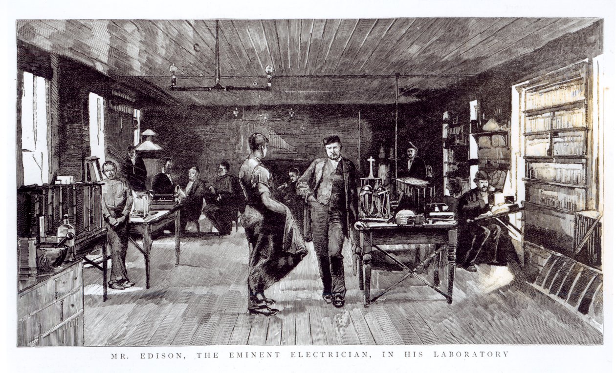 Herra Edison (1847-1931), Eminent Electrician, hänen laboratoriossa tekijältä English School