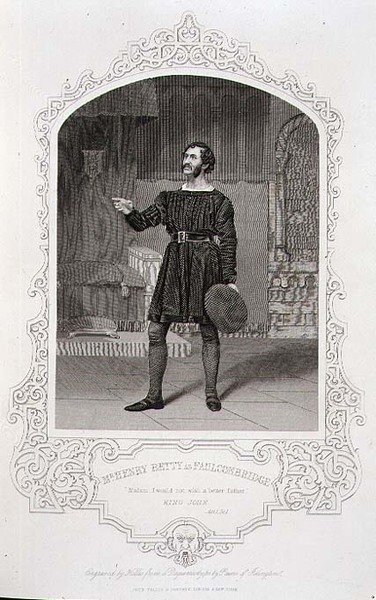 Mr Henry Betty Faulconbridgenä, näytöksen I kohtaus 1 elokuvasta "Kuningas John", Paine of Islingtonin dagerrotypiasta, kaiverrettu George Hollisin (1792-1842) pubin toimesta. Kirjailija: John Tallis & Co. (litho) tekijältä English School