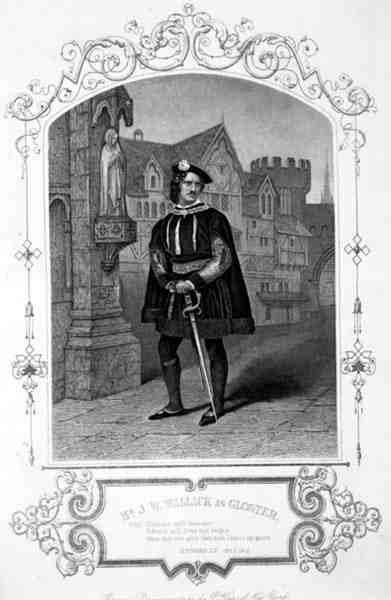 herra J.W. Wallack Glosterin roolissa, näytös 1, kohtaus 1, Richard III:ssa, William Shakespeare (1564-1616) New Yorkin P. Halsin dagerrotypiasta (kaiverrus) tekijältä English School