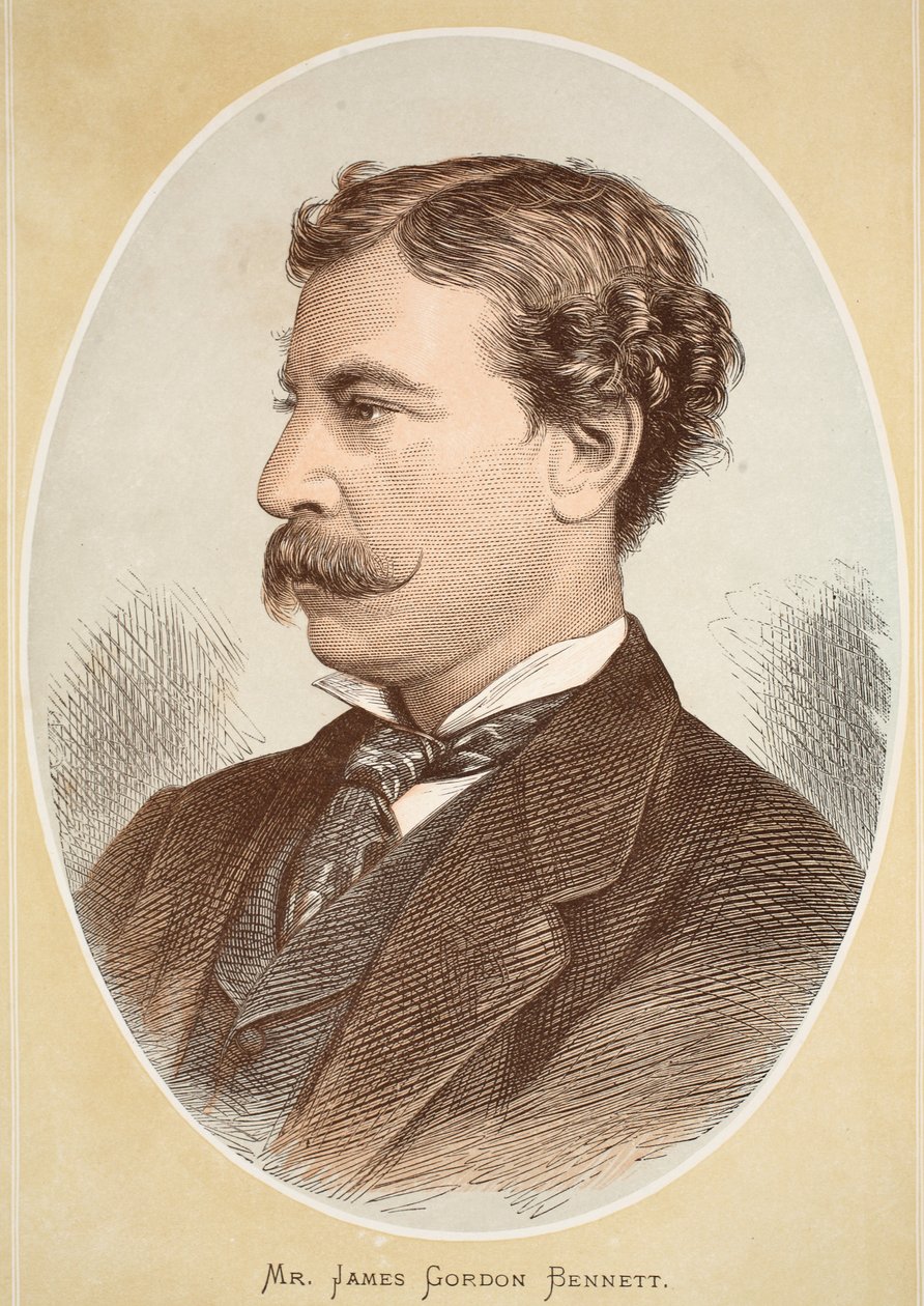 James Gordon Bennett, kuvitus J. Ewing Richien David Livingstonen elämän ja löytöjen kuvapainoksesta, pub. kirjoittanut A. Fullarton & Co., 1876 tekijältä English School