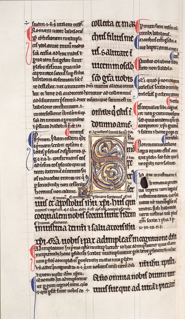 Ms.27, f.109v: Sivu Uuden testamentin kiiltävästä kopiosta (vellum) tekijältä English School