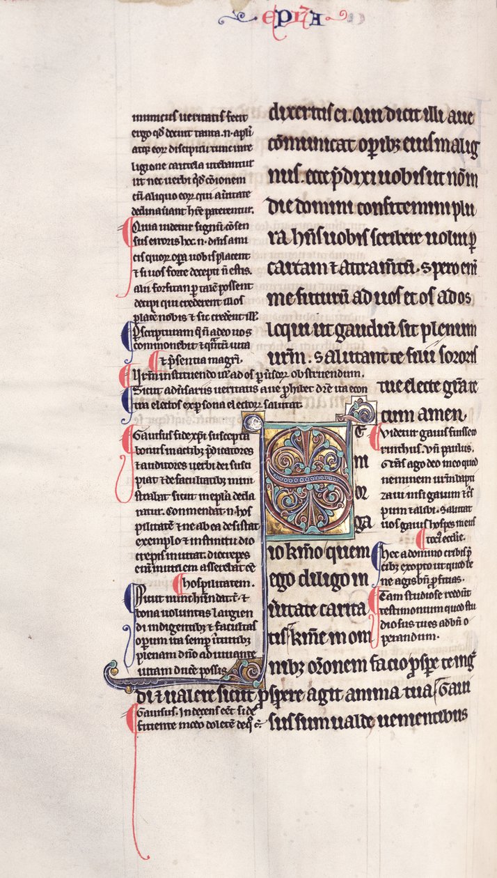 Ms.27, f.132v: Sivu Uuden testamentin glostetusta kopiosta tekijältä English School