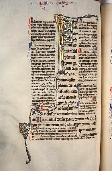 Ms.27, f.97v: Sivu Uuden testamentin kiiltokopiosta (vellum) tekijältä English School