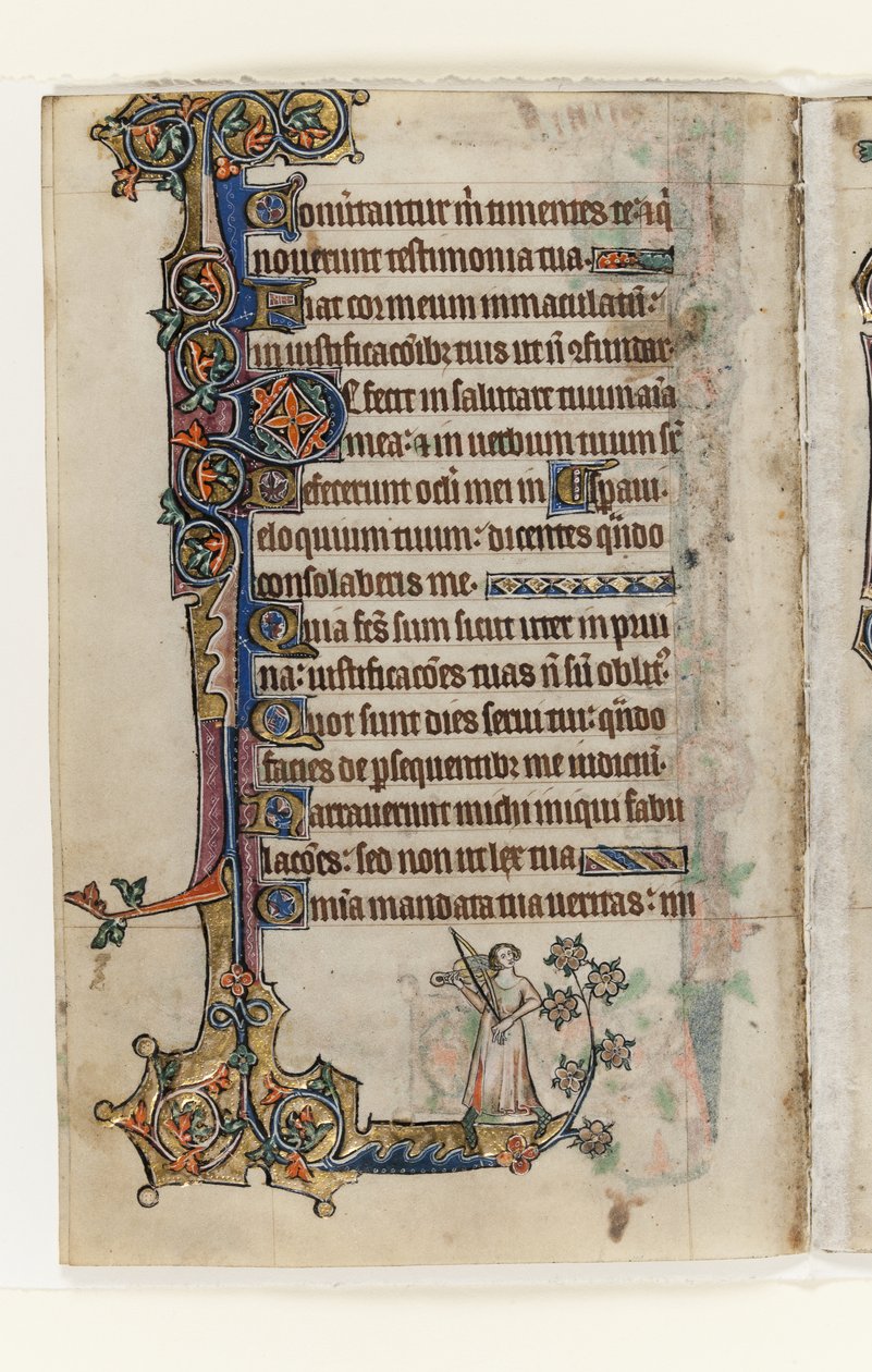 Ms 1-2005, f.175v, Macclesfield Psalter, Use of Sarum, East Anglia, n. 1330 (kynä ja muste ja tempera perunakalvolla) tekijältä English School