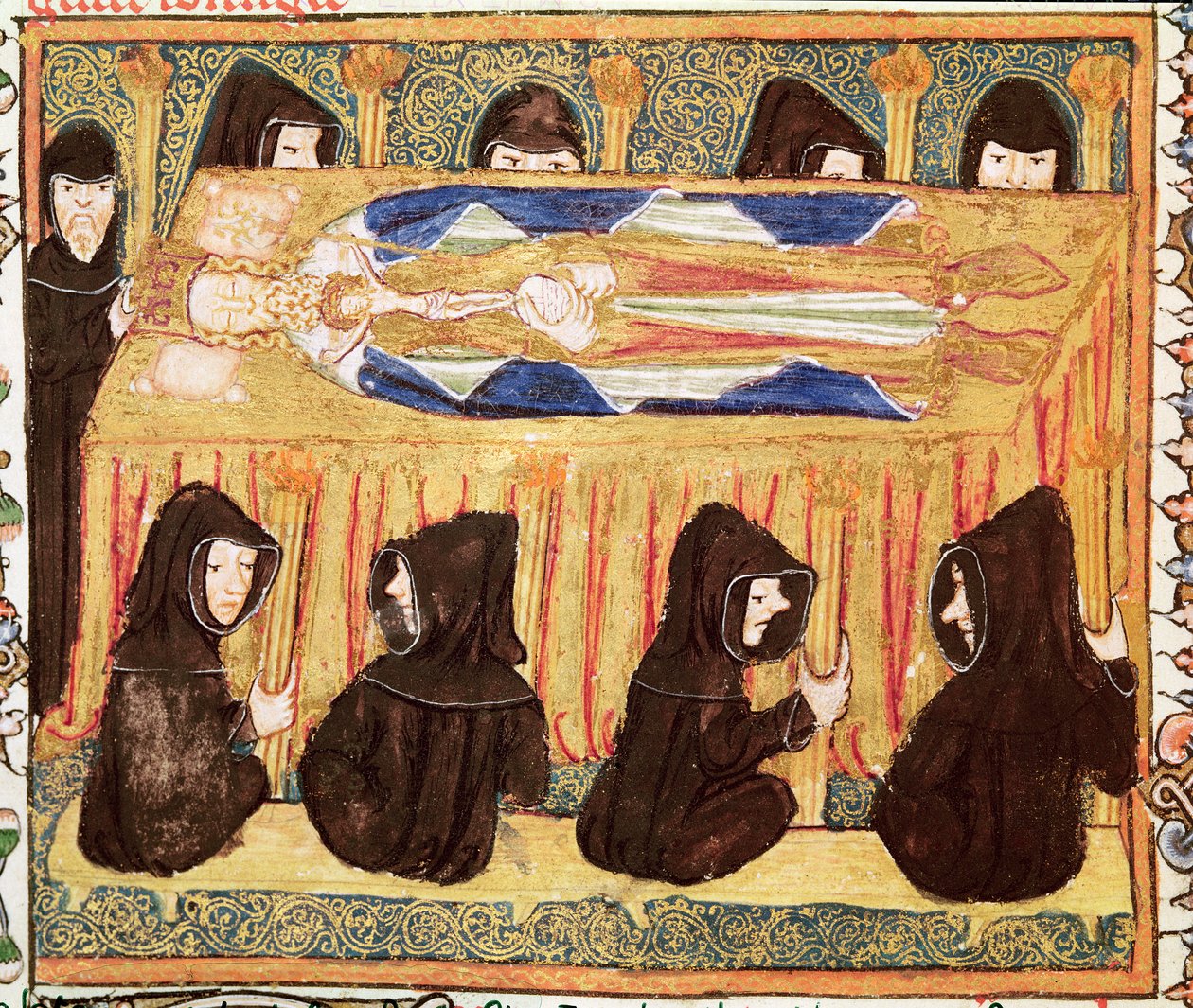 Ms 197 f.22v Kuninkaan hautajaiset, Liber Regalisilta tekijältä English School