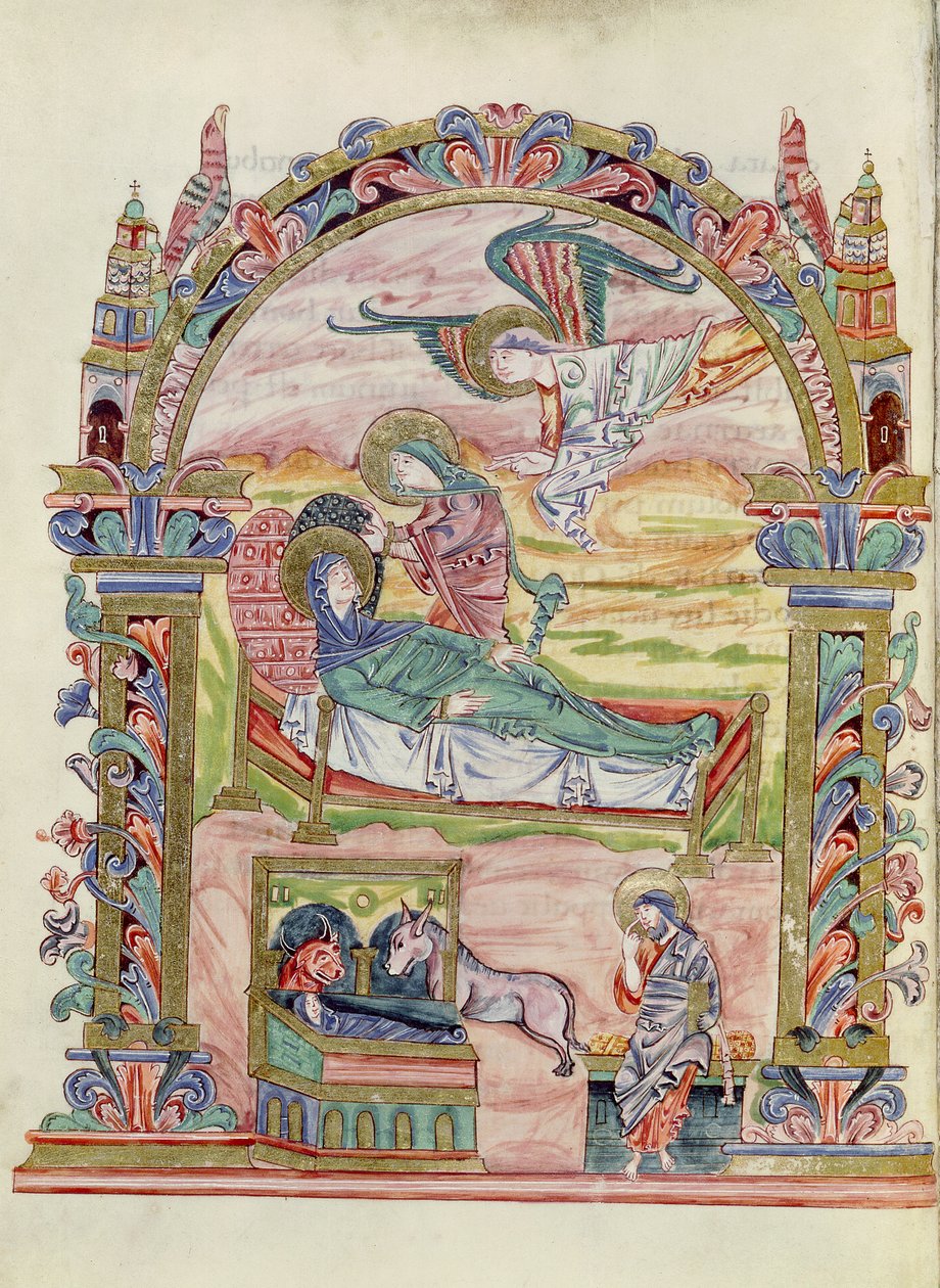 Ms 274 (Y-6) fol.32v Nativity, Robert of Jumiegesin messaalista, n. 1016 tekijältä English School