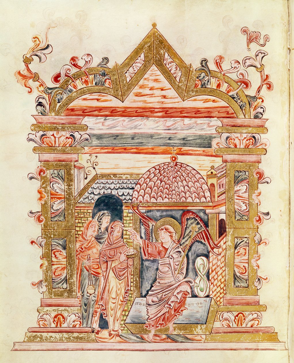 Ms 274 (Y-6) fol.72v Pyhät naiset haudalla, Robert of Jumiegesin messaalista, n. 1016 tekijältä English School