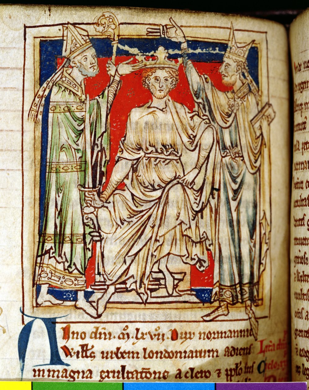 Ms 6712 (A.6.89) fol.123v William I (1028-87) Valloittaja, miniatyyri Flores Historiarumista, Matthew Paris, 1250-52 tekijältä English School